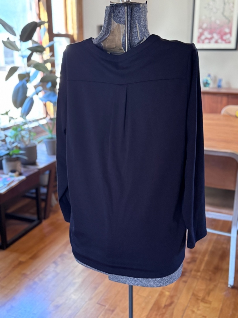 Lands’ End Split Neck Navy Blue Jersey Knit Tunic Top 1X (16 - 18) NWOT Plus - Picture 3 of 10